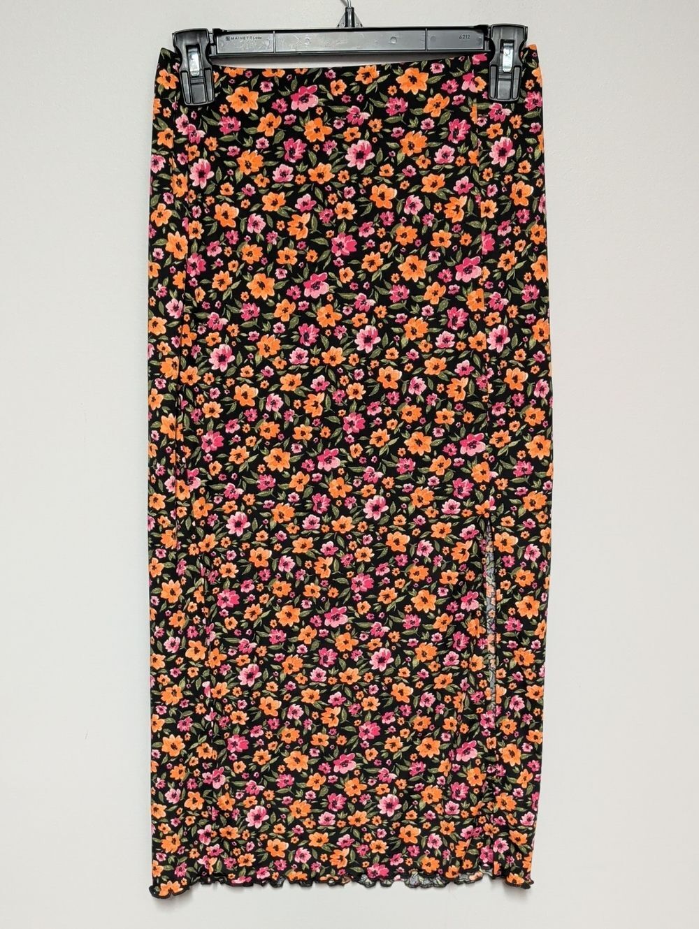 H&M Black Floral-Trim Dress (Black, Pink, Orange, Green)